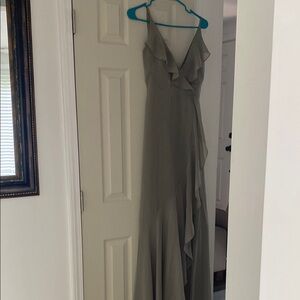 Green Sleeveless Wrap Maxi Gown